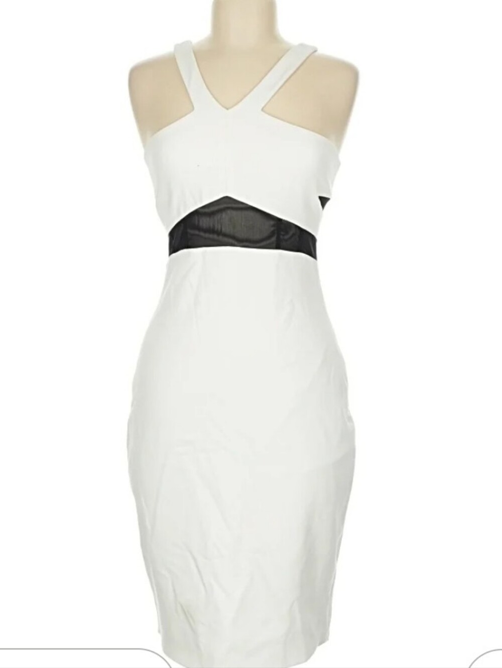 Elizabeth and James White Strapless Dress with Black Waistband